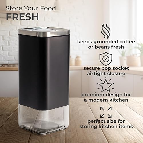 Miniatura 10 de Kaffe - Recipiente de vidrio para café (8 onzas) con tapa hermética, sello de clic para liberar, vidrio sin BPA y acero inoxidable, elegante