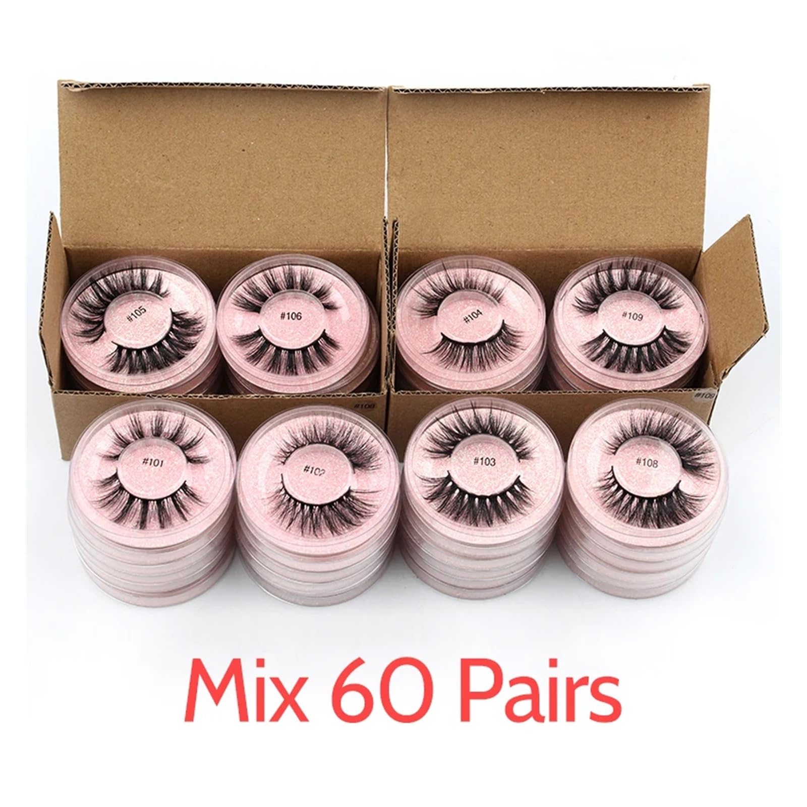 UAMOU Rzęsy 4/50/100 sztuk rzęsy luzem 3D rzęsy z norek makijaż naturalne sztuczne rzęsy delikatne długie Faux Cils maquillaje femme Cheerfully (Color : Mix 60 Pairs)