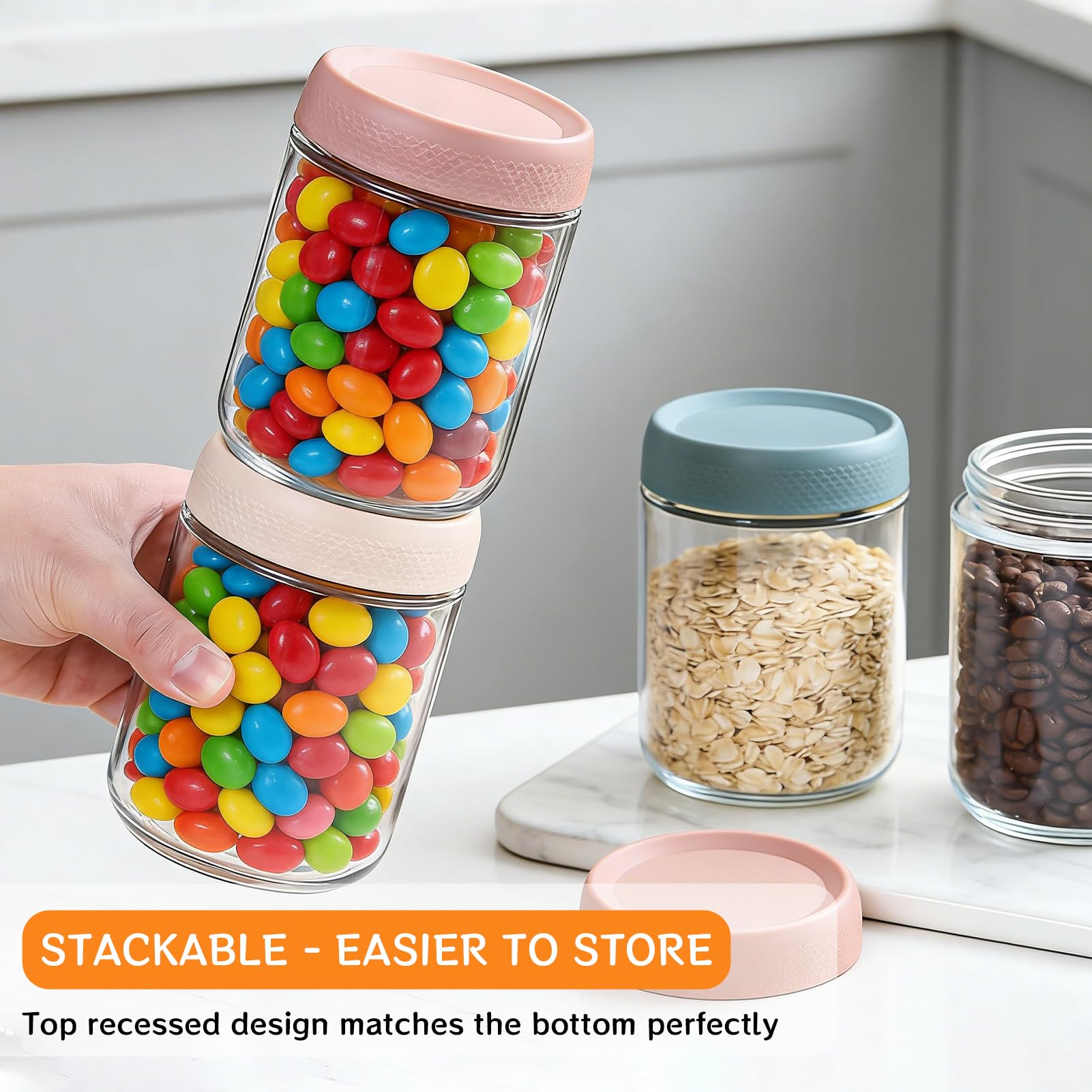 Set di 6 barattoli per overnight oats (300ml+500ml), Barattoli Vetro Ermetici con Coperchio, Vasetti Yogurt per Conservare l'avena, Yogurt, Cereali, Marmellate, Budino, Alimenti Bambini