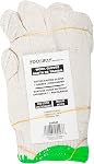 Knitted Poly/Cotton Gloves with Black PVC Dots - Unbleached (Large Size) - 1 Dozen Pairs