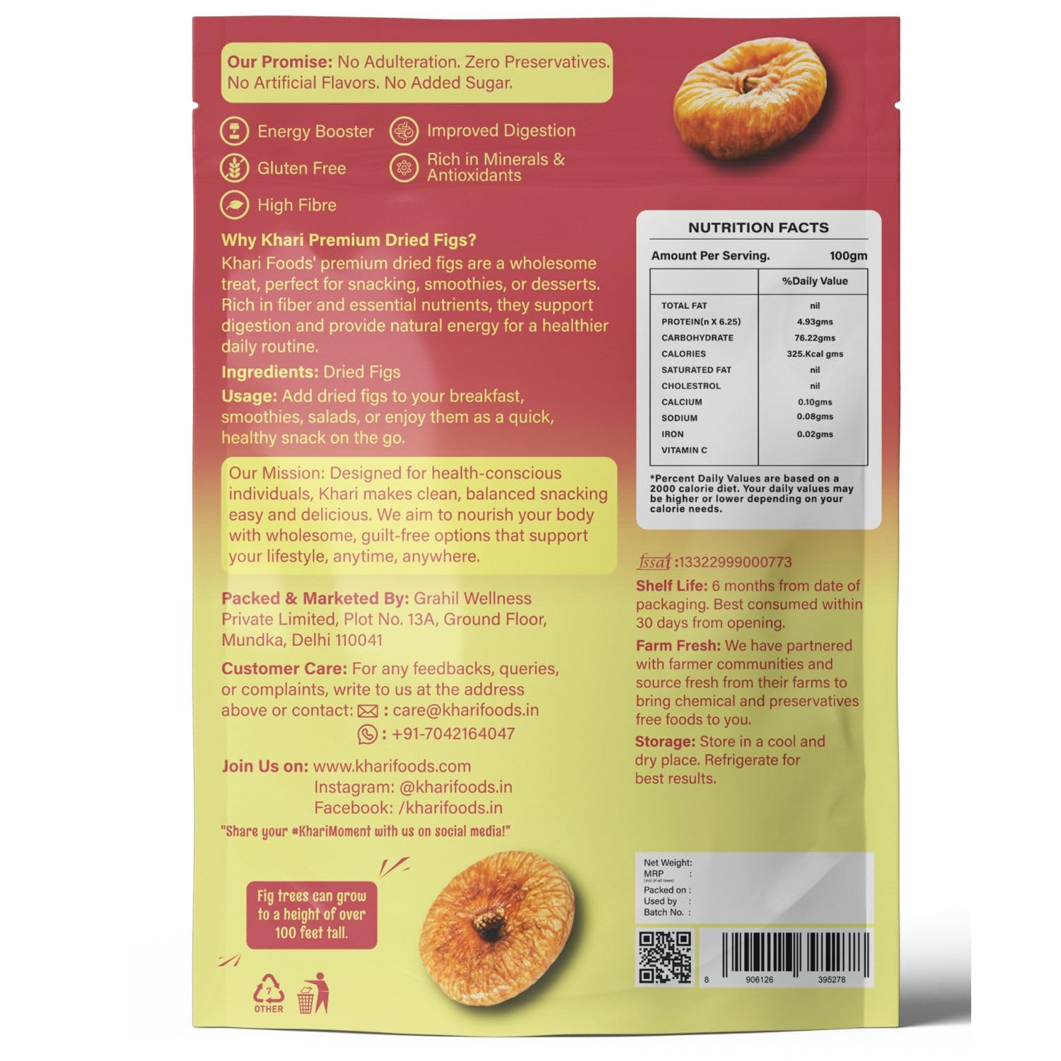 Khari Foods Premium Afghan Figs, Vacuum Anjeer Dry Fruits, High Fiber, Immuntiy Booster, No Added Sugar