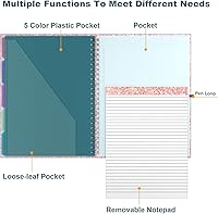 Vista 3 de Hongri Clipboard Folio with Refillable Lined Notepad, 8.5 x 11 Folders with Storage 10 Pockets, Spiral Portfolio, Size 12.8x 9.7 in, Office & School