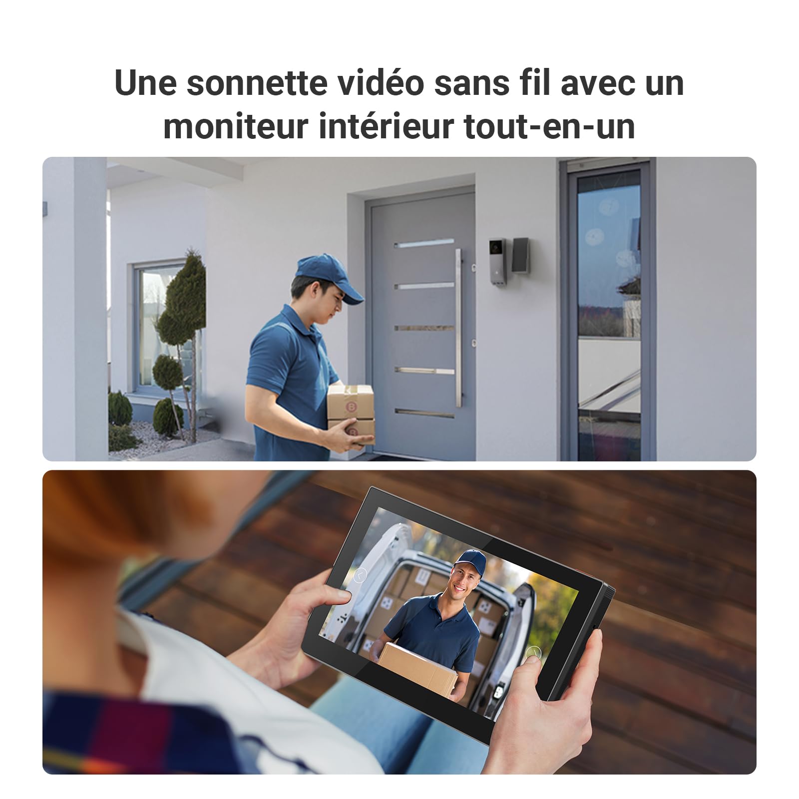 EZVIZ EP3x Sonnette sans Fil avec SD7, 2K vidéo Doorbell avec Double Objectif, détection de Personnes/Paquet, Vision Nocturne en Couleur, changeur de Voix, 32 Go eMMC intégré