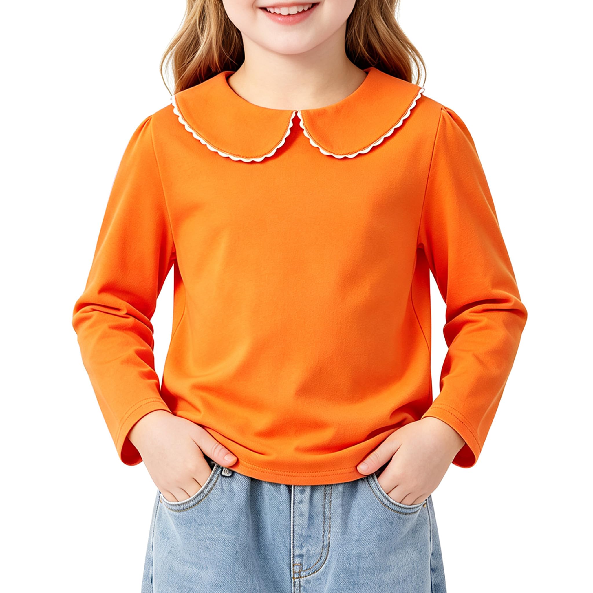 LYSMuch Toddler Girl Long Sleeve Peter Pan Collar Top