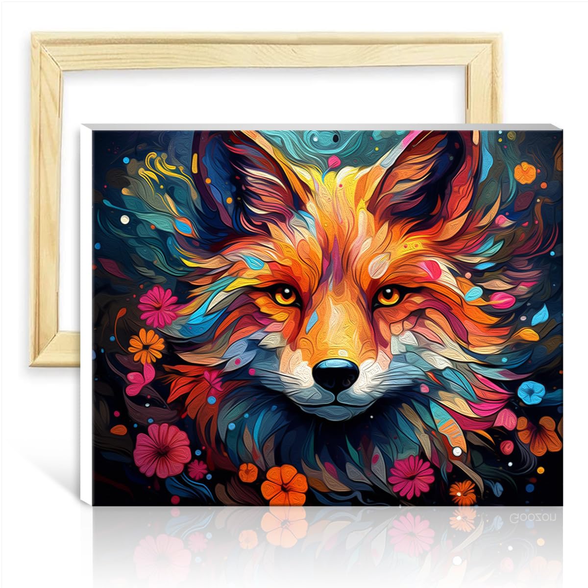 TANGFEIY Paint by Numbers Kits Fox DIY Oil Painting Acrylic Oil Painting Paintwork with Paintbrushes Creative Artwork for Home Decor with Frame(40x50cm)