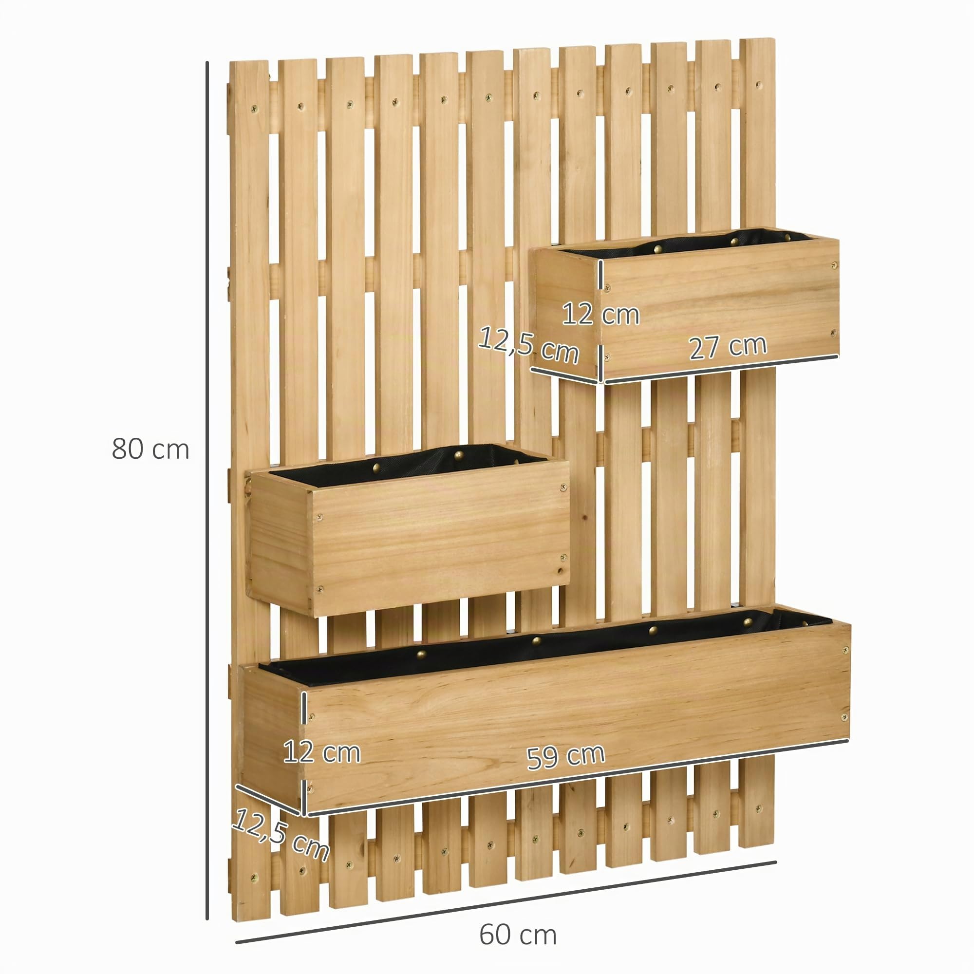 Outsunny Hochbeet mit Verstellbarem Blumenkasten Wand 60x16x80cm Naturholz