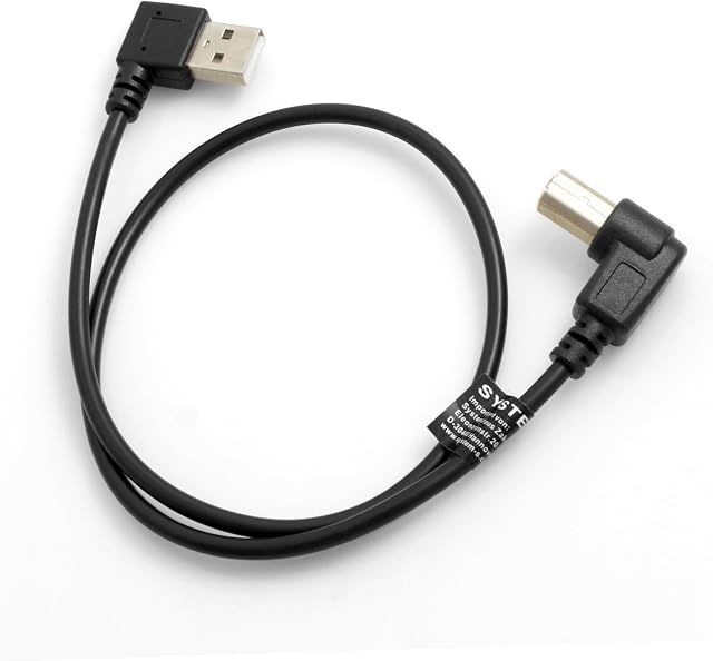 SYSTEM-S USB A Male 90° Degree Left Angled to USB Type B Male 90° Right Angled Cable 50 cm 10090054901843