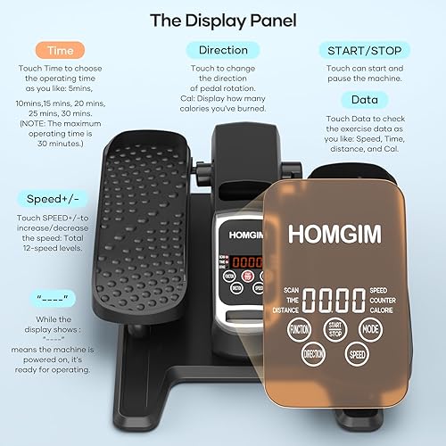 Miniatura 2 de HOMGIM Under Desk Elliptical Machine - Quiet Motorized Leg Exerciser with Smart Remote, 12-Speed Manual Programs Auto3 Auto Programs LCD Display &