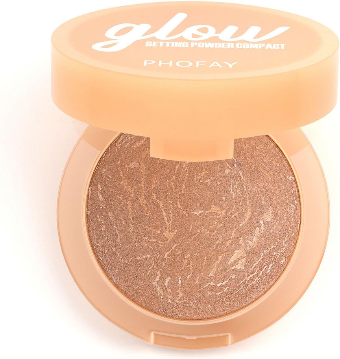 PHFOAY Baking Setting Powder Compact - 0.43 oz, Subtle Shimmer Finish, Baked Formula for Lightweight Glow, Fine Non-Cakey Texture, Suitable for All Skin Types, Daily Makeup & Setting (04#, 0.43 oz)