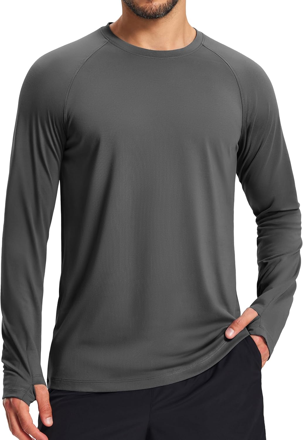 MAGCOMSEN Men's Long Sleeve Shirts Dry Fit Workout Running Athletic Moisture Wicking Casual Tshirts with Thumb Holes