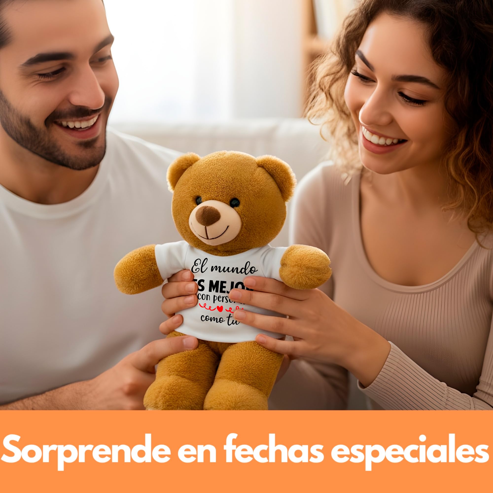 Peluchilandia Regalos Originales para Mujer y Amigas - Osito de Peluche con Mensaje Corazón en Caja Regalo - Detalle para Cumpleaños, Enamorados o Día de la Madre (MARRÓN) — view 8