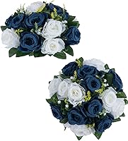 Vista 39 de BLOSMON Bolas de Flores para Bodas, Centros de Mesa de Rosas, 2 Piezas, Flores Artificiales Negras, Bolas Florales Colgantes, Decoración de Arreglos