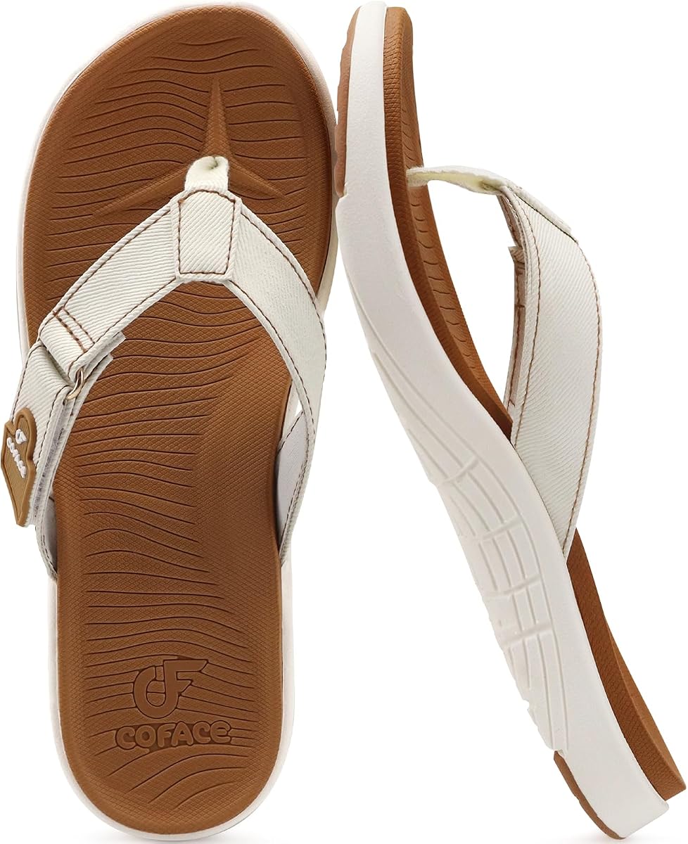 COFACE Chanclas para mujer con soporte para arco, sandalias de playa para mujer, sandalias ortopédicas de moda ajustables al aire libre