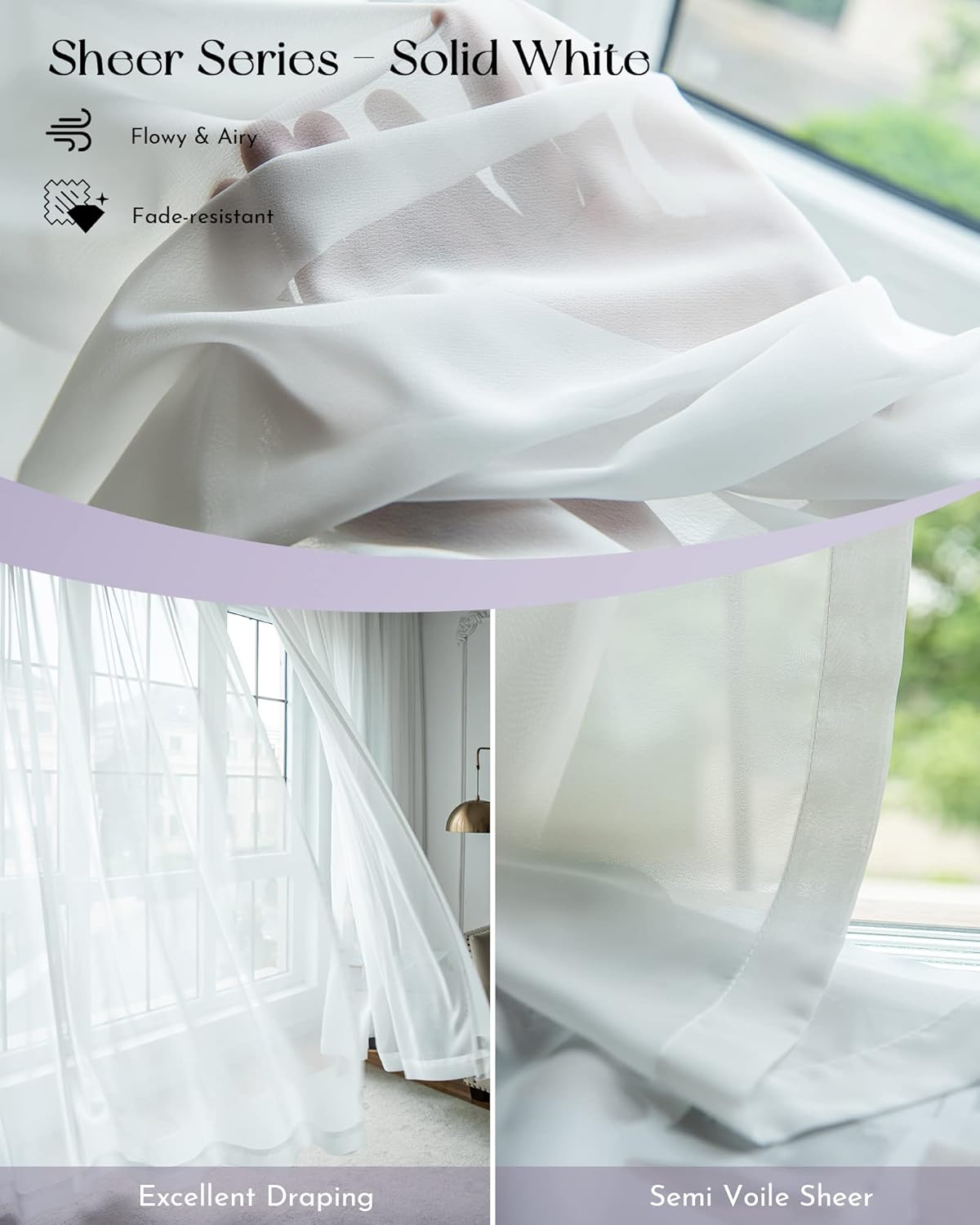 Graywind Hardwired Smart Curtains Motorized Sheer Curtains with Remote Alexa Google Control for Sliding Sheer Drapes One-Way or Split Draw, Custom Width to 220" (Sheer Solid White)