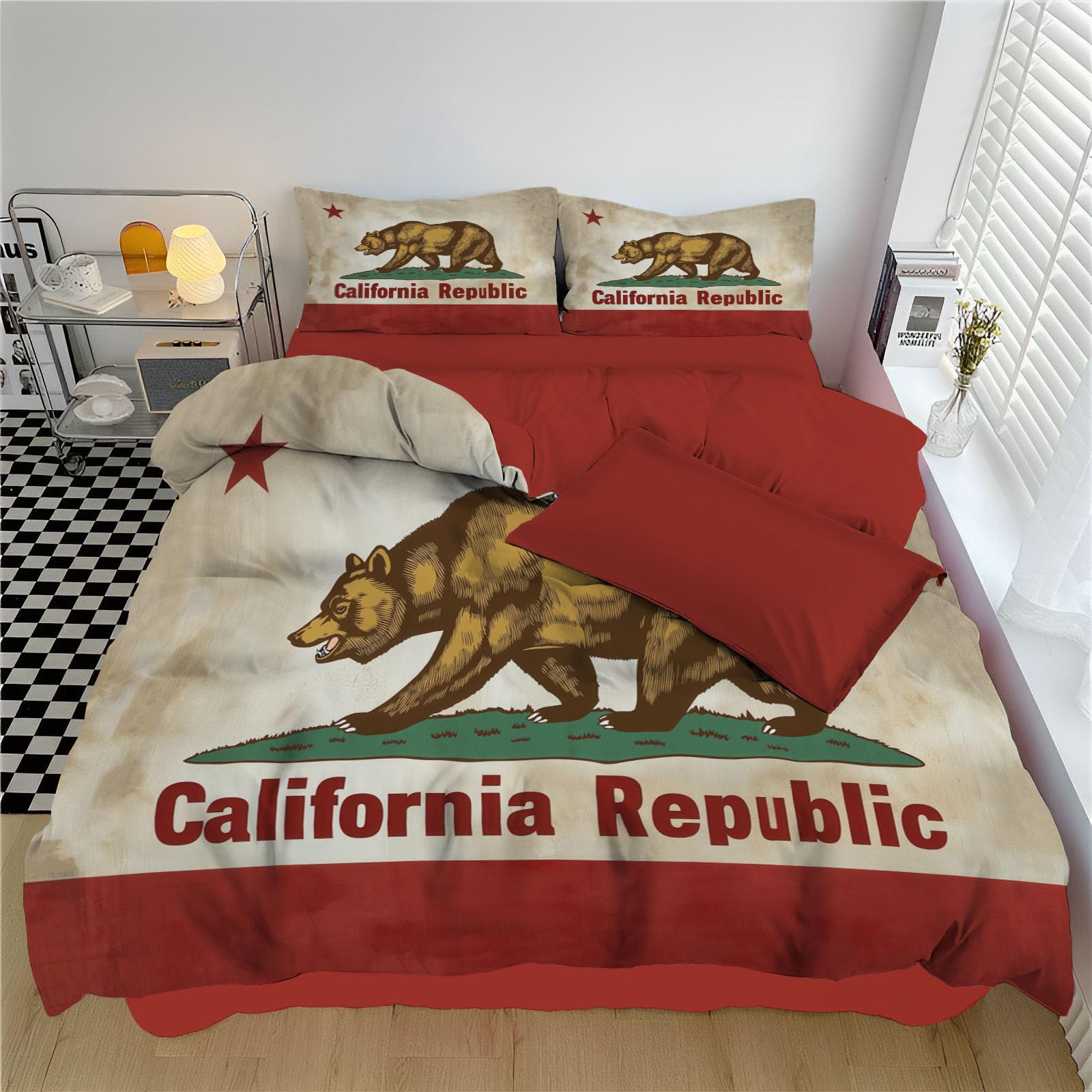 Housse de couette 220x240 chaleureuse pour lit 2 personnes motif Californie