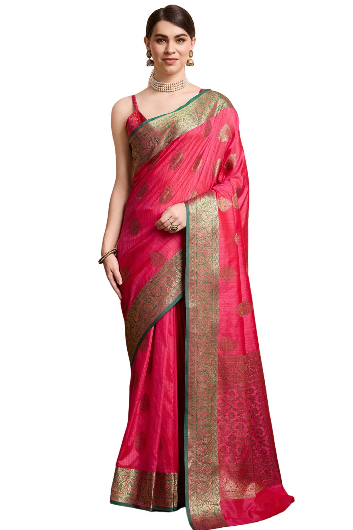SGF11 Women's Kanjivaram Ready To Wear Silk Saree with Blouse Piece