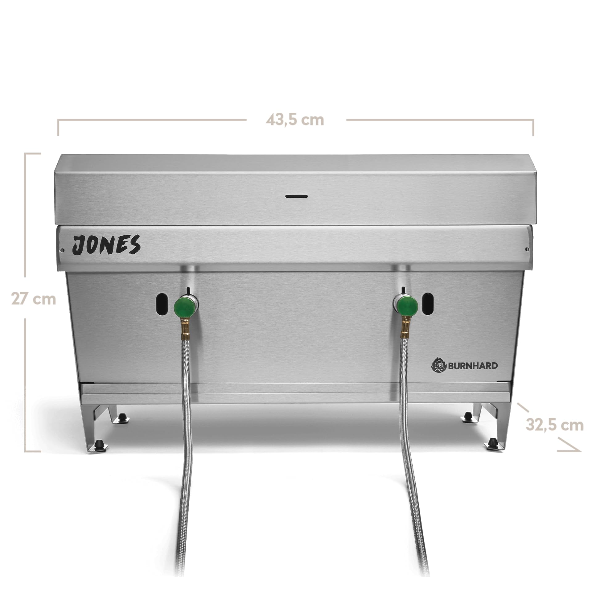 BURNHARD® Camping Gasgrill JONES Edelstahl Klappgrill mit Deckel 2-Brenner 6,4 kW inkl. Transporttasche mit Rucksackfunktion und Multitool, Faltgrill ideal für Camping