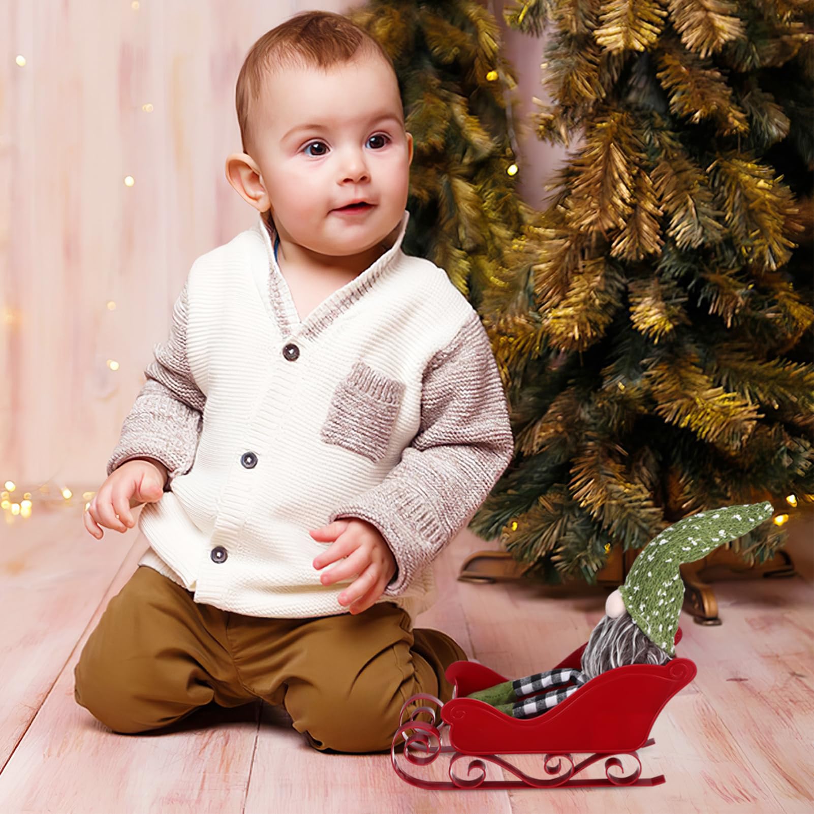 PartyKindom 3 Sätze Weihnachtsschlitten Winterdeko Weihnachtskorbschlitten Weihnachtshandwerk Weihnachtstischschlitten Schlitten Für Christbaumplatte Weiden Plastik Rot 2 Stück * 3