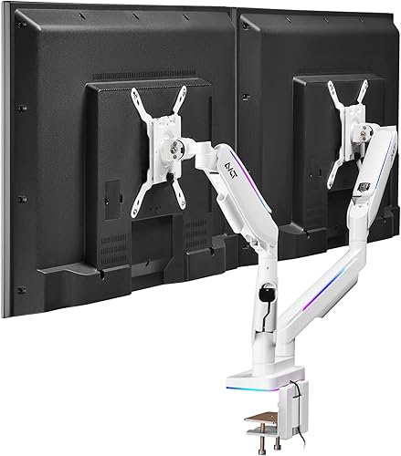 AVLT RGB Lights Dual 17"-43" Gaming Monitor Arm Soporte de escritorio, se adapta a dos pantallas planascurvasultraanchas de hasta 44 libras (44.1