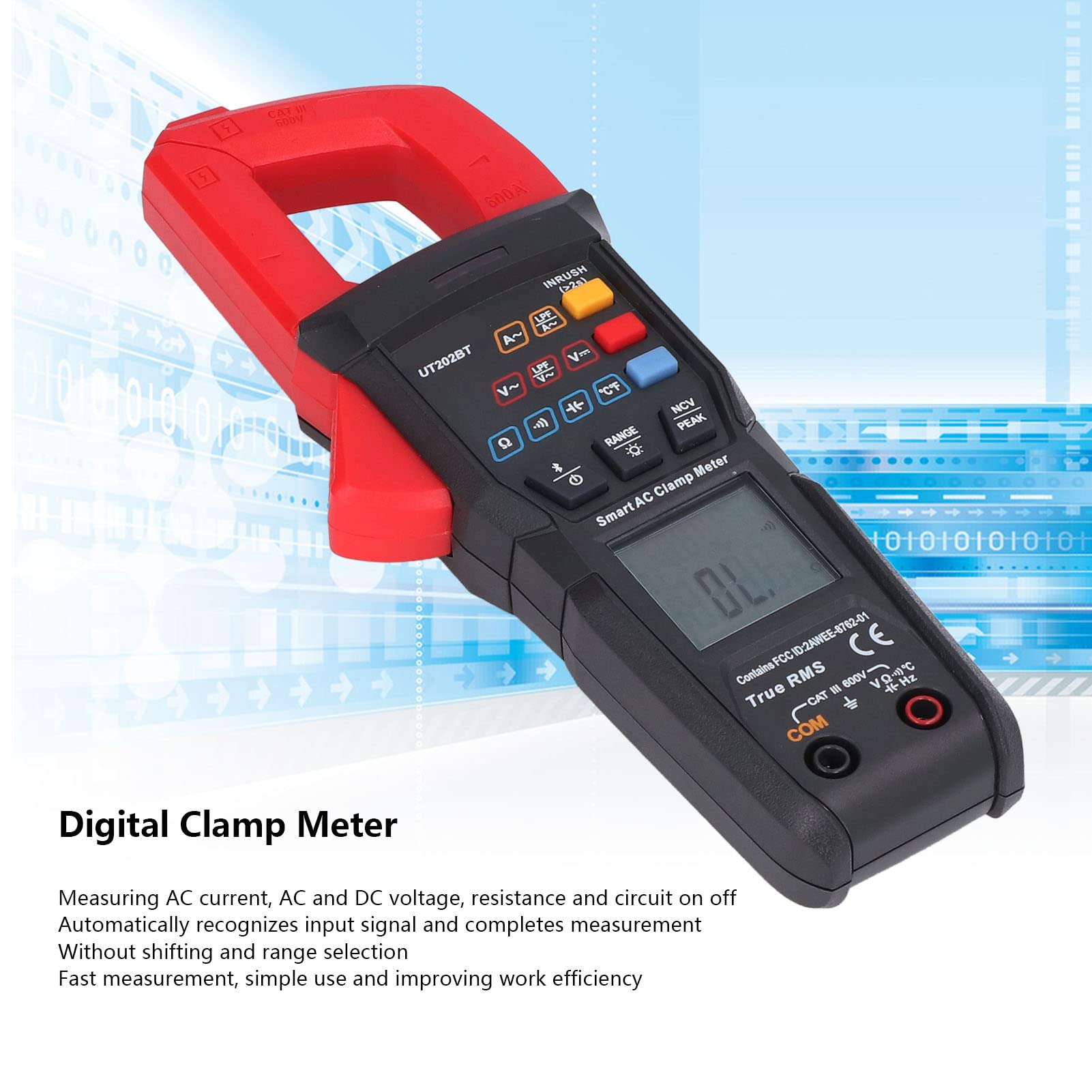 Digitales Zangenmessgerät Professional, UT202BT Digitales Zangenmessgerät, Multimeter, Intelligente Spannung, Misst Strom, Spannung, Temperatur, Kapazität, Zangenmessgeräte