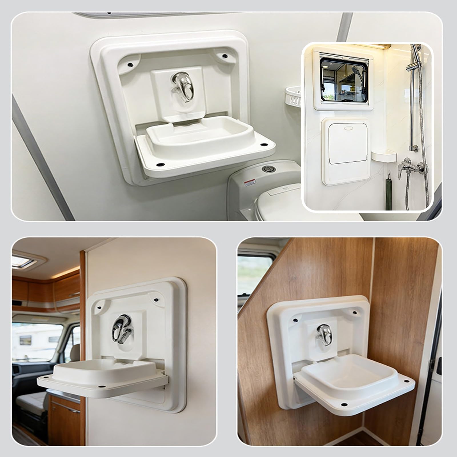 Fregadero Camping, Fregadero de Cocina de Acrílico, Plegable, de Montaje en Pared, Grifo, 45x60,5x35,2 cm, para Bares, Baños, Autocaravanas, Barcos