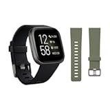 Versa 2 Smartwatch Carbon &lpar;Black&rpar; with Bonus Bands &lpar;Olive&rpar;