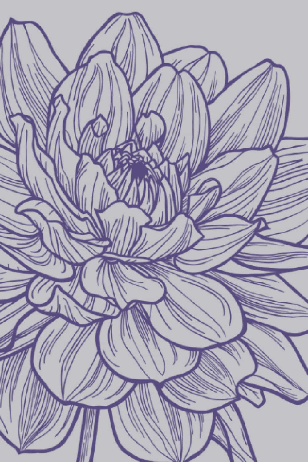 Blooming Dahlia Lined Notebook: Hand Drawn Digitized Image of a Beautiful Dahlia on a Lined Notebook