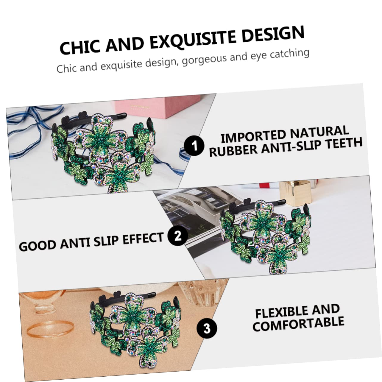 Housoutil 2pezzi Fascia Per Flapper Accessorio Per Donne Headband Antiscivolo Per Eventi e Speciali