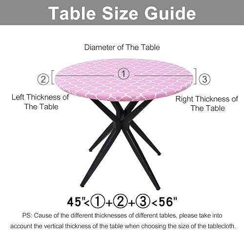 Miniatura 373 de Smiry - Mantel redondo de vinilo ajustable con bordes elásticos y parte trasera de franela, mantel de vinilo impermeable, lavable, diseño enrejado