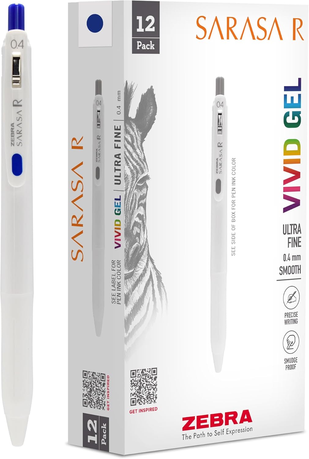 Zebra Pen, SARASA R Gel Pens, Red Ink, 0.4mm Fine Point, Vivid Ink to Create Deep, Saturated Color and Smooth Gel Lines, Quick-Drying for Smear-Free Writing, Made in Japan, 12-Pack (47570)
