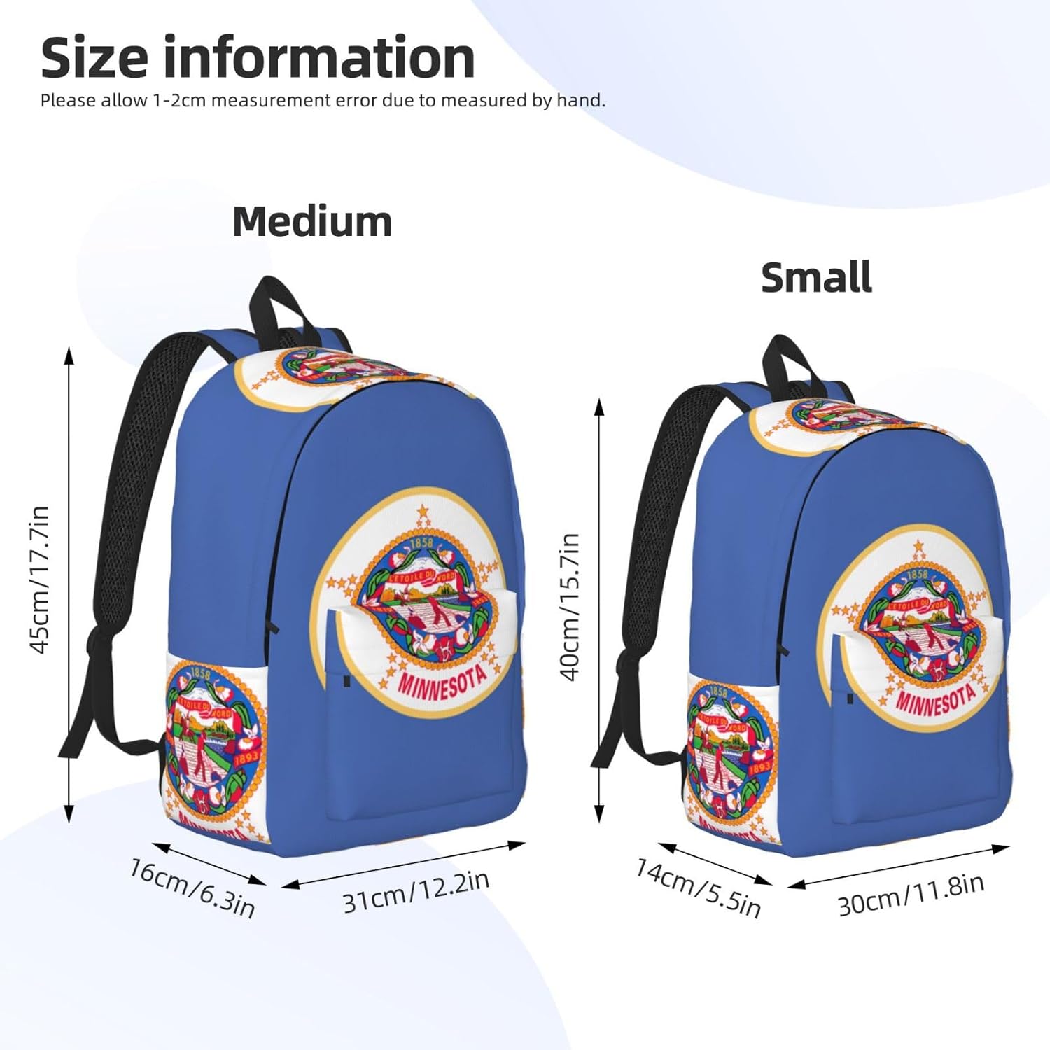 Minnesota State Flag print Backpack Travel Backpacks for Women Men College Backpack Computer Bag for Travel