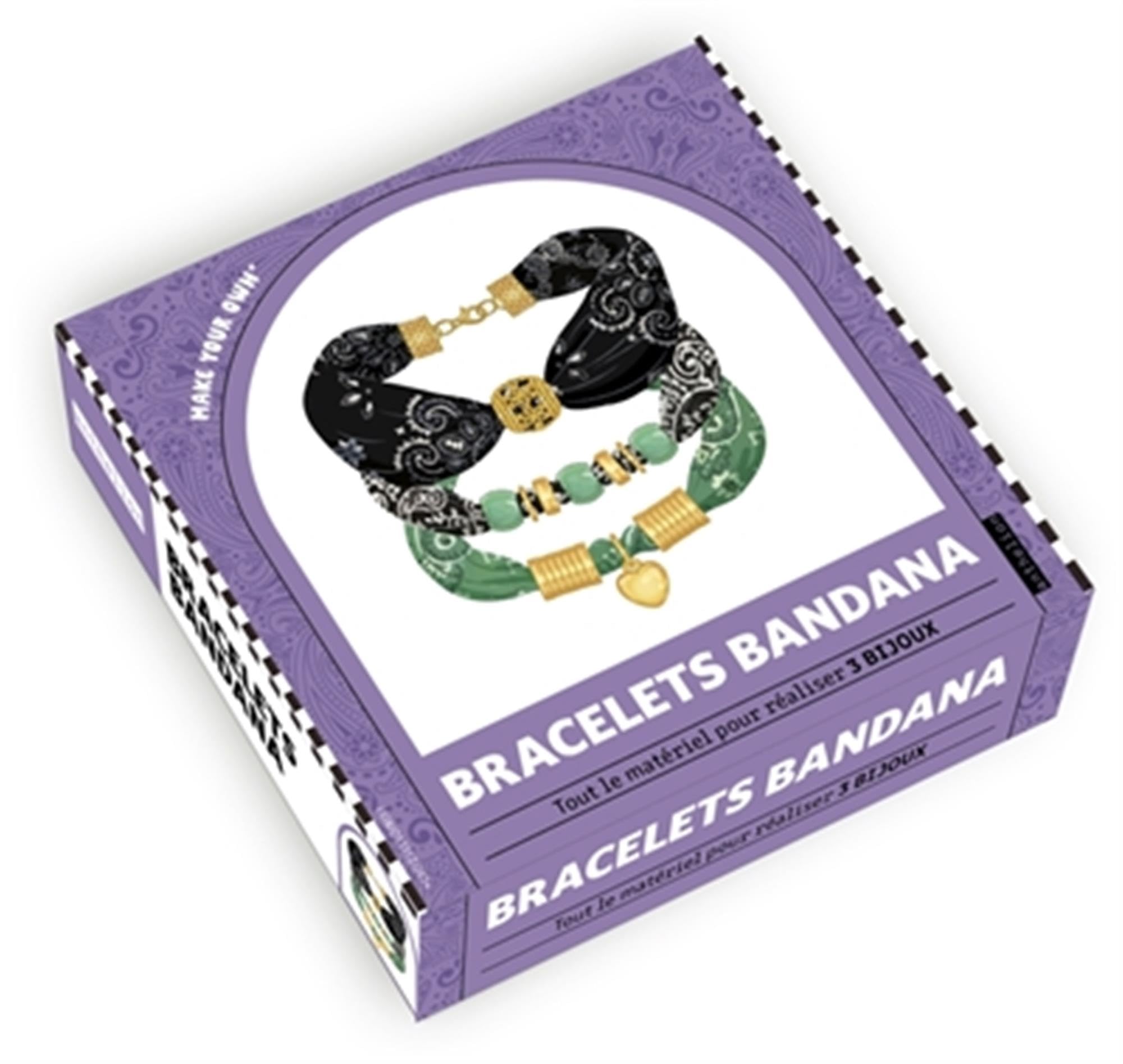 Bracelets bandana: Tout le matériel pour réaliser 3 bijoux