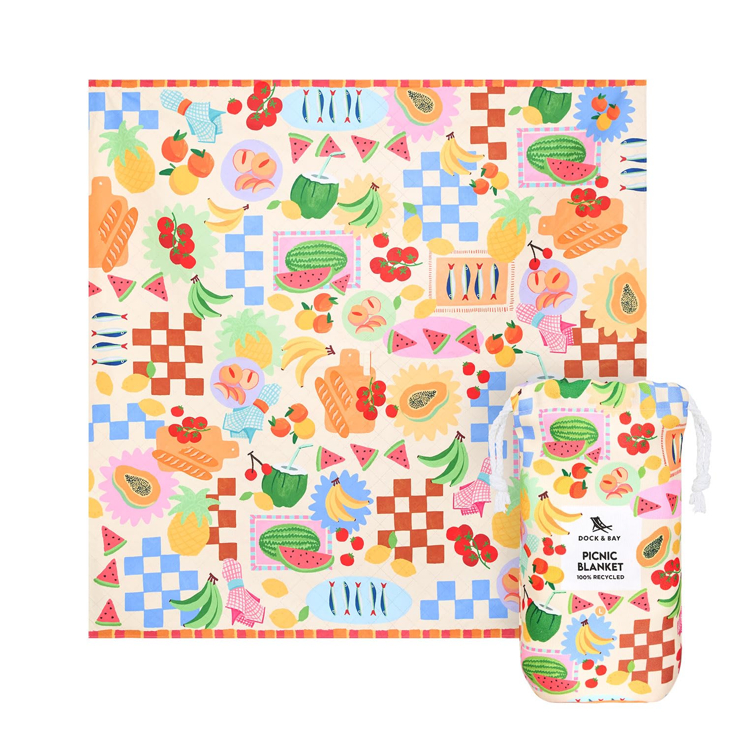 Dock & Bay Picnic Blanket - Quick Dry & Water Resistant - 100% Recycled Materials - Large (170x170cm) - Supper Club