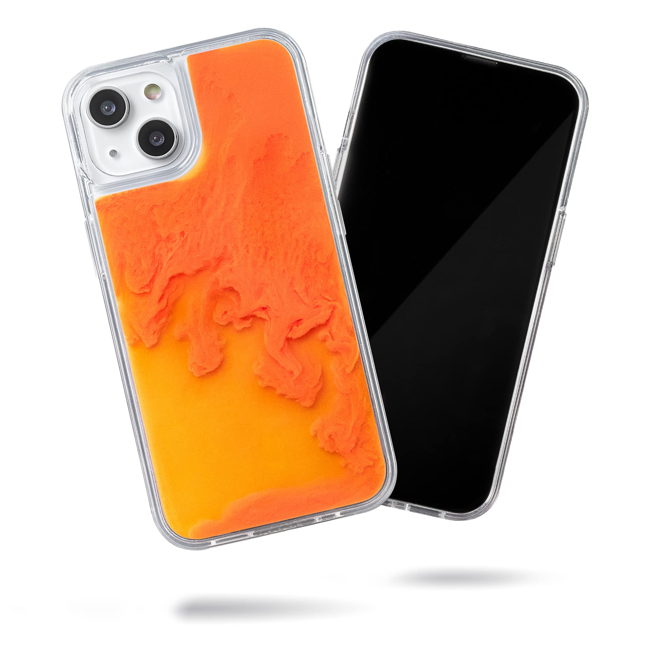 SteepLabFlowing Neon Sand Liquid Case for iPhone 13 (2021, 6.1") - Full Body Protection with Raised Bezel (Orange Soda)