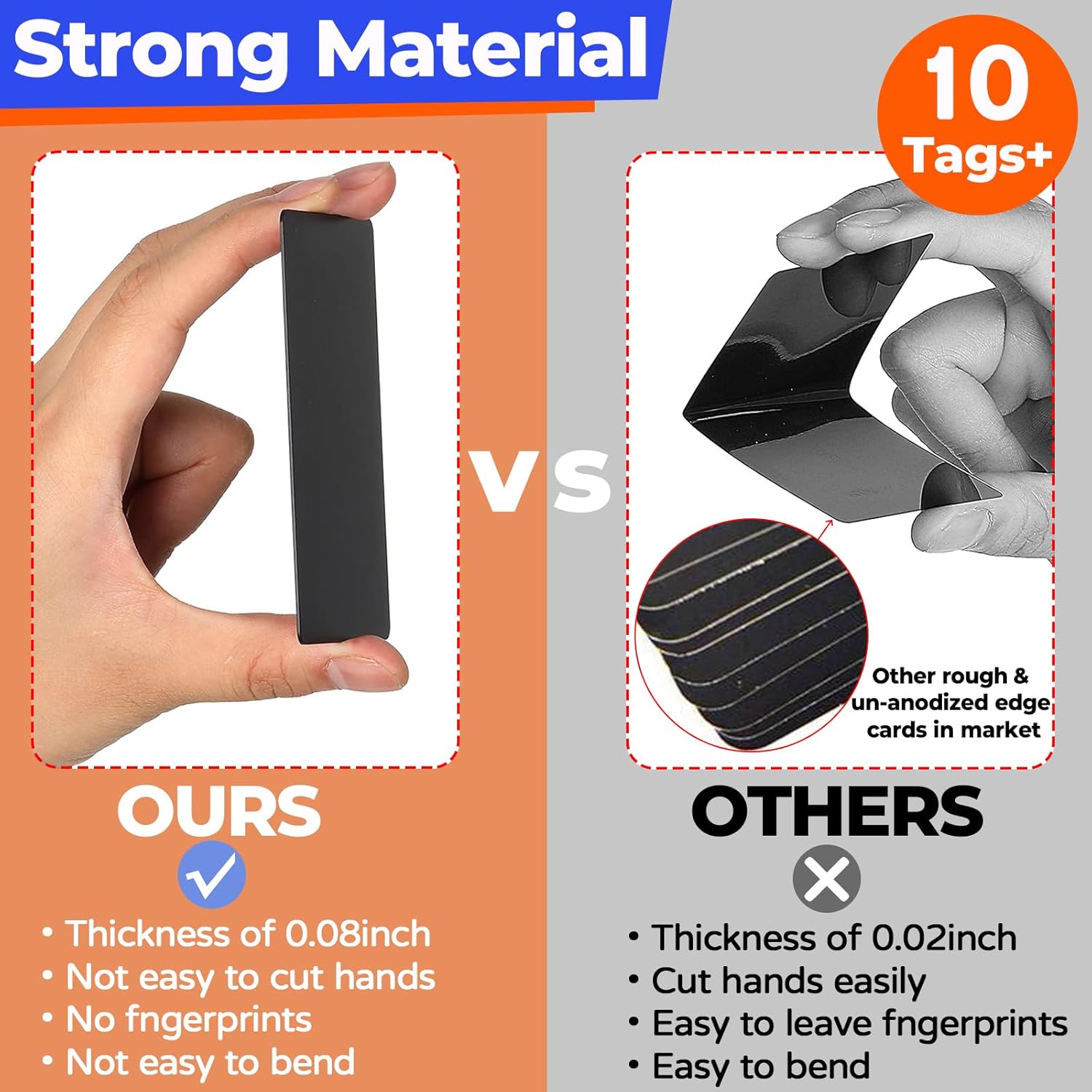 10 PCS Personalized Luggage Tags, Custom Engraved Aluminum Luggage Tags for Family, Metal Luggage Tags for Suitcases, Backpack, Custom Solid Brass Luggage Tag with Strap, Two Sided Engraving (Black) - Image 3