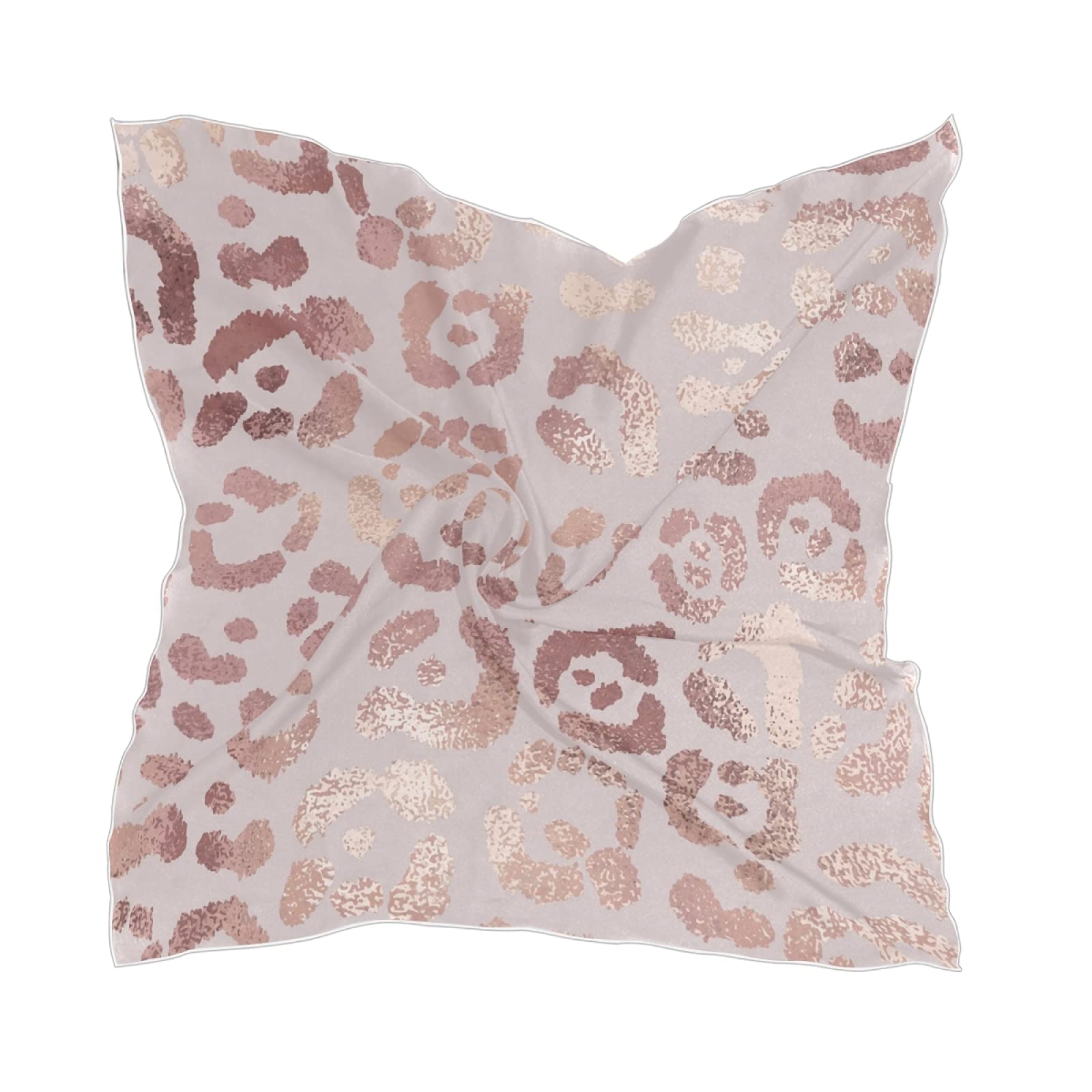 linomo Women's Chiffon Silk Scarf Rose Gold Leopard Print Square Shawl Wrap Silk Like Scarf