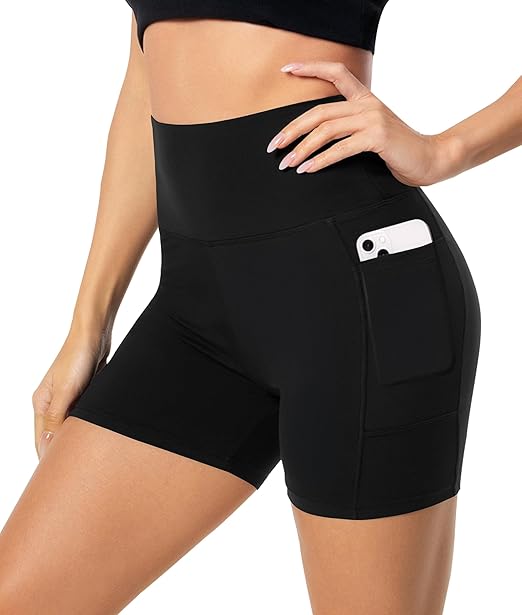 iaoja Shorts biker taille haute pour femmes - 5"/8" Tummy Control Fitness Athletic Workout Running Yoga Gym Shorts