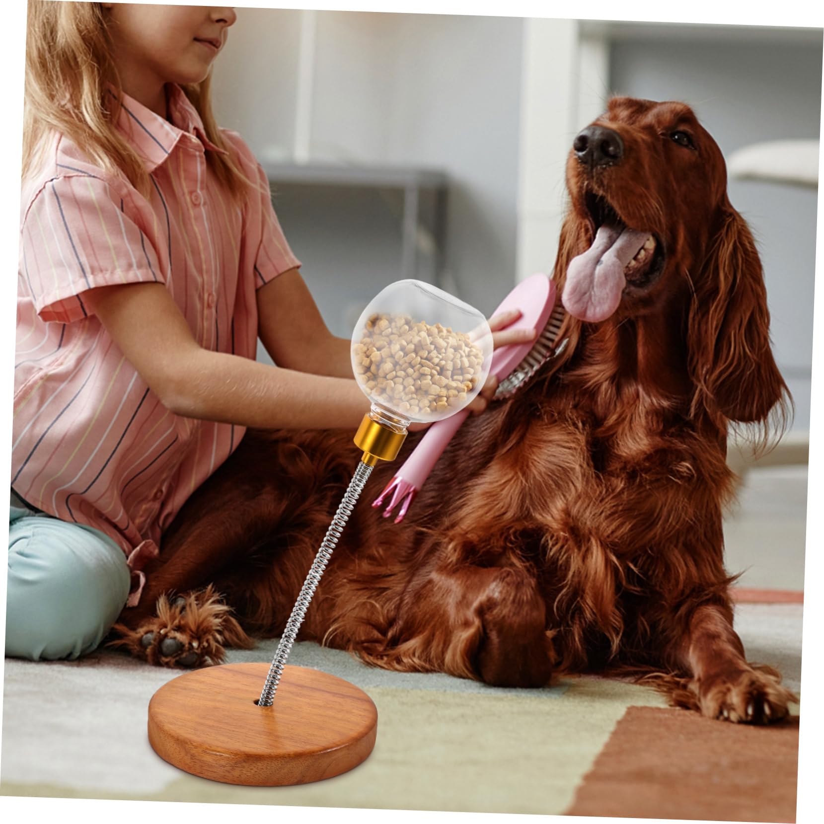 COLLBATH Distributeur De Friandises pour Chiens Jouet Interactif pour Animaux De Compagnie pour Les Jouets Dennui pour Chiens Solide Et Robuste en Bois