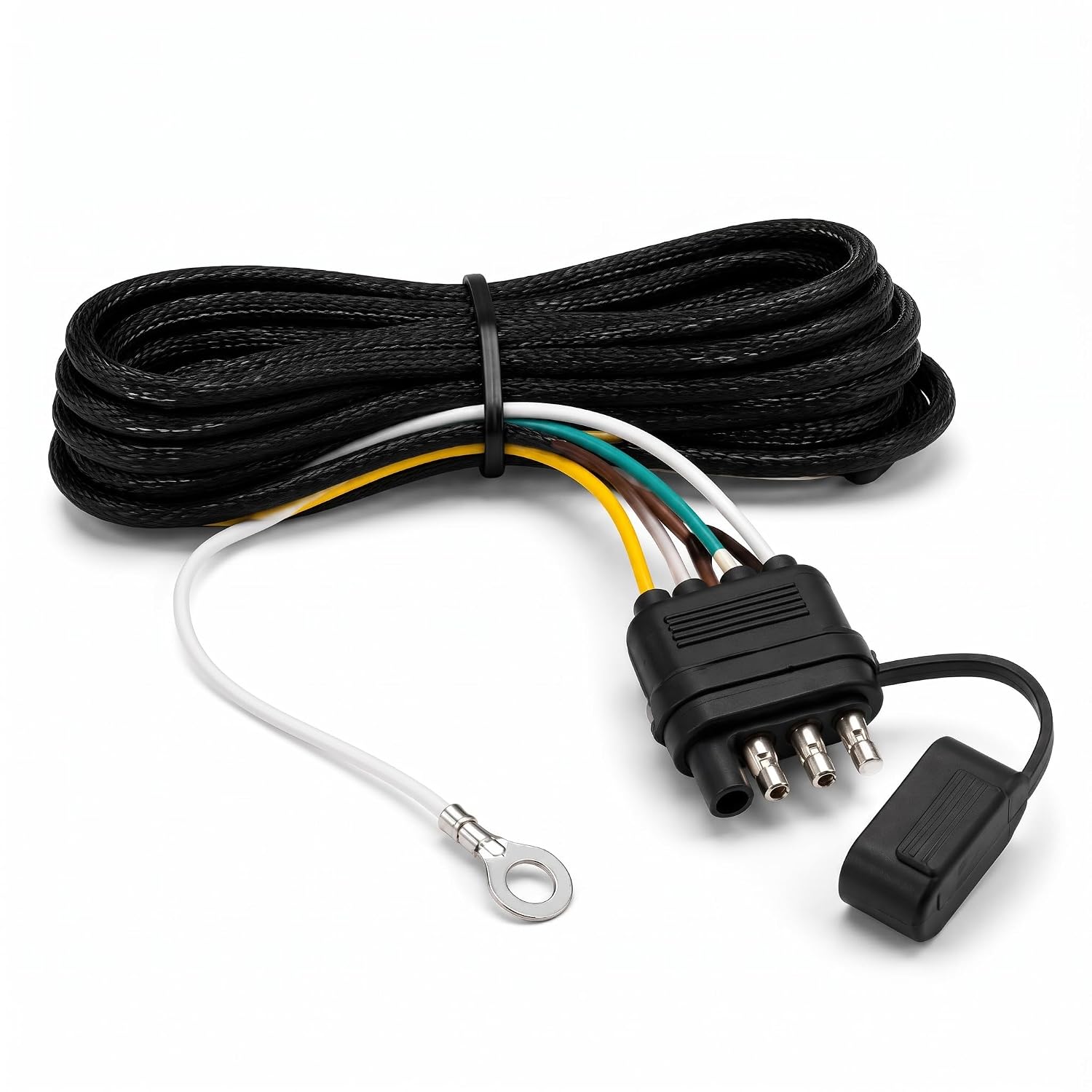 36FT Trailer Wiring Harness Kit, 4 Pin 5 Wire Trailer Wiring Harness, Wiring Kit w/Nylon Net Tube Protected for Re-Wiring the Tail Lights, Brake Lights, and Turn Signals on Trailers, Rvs, and Boats