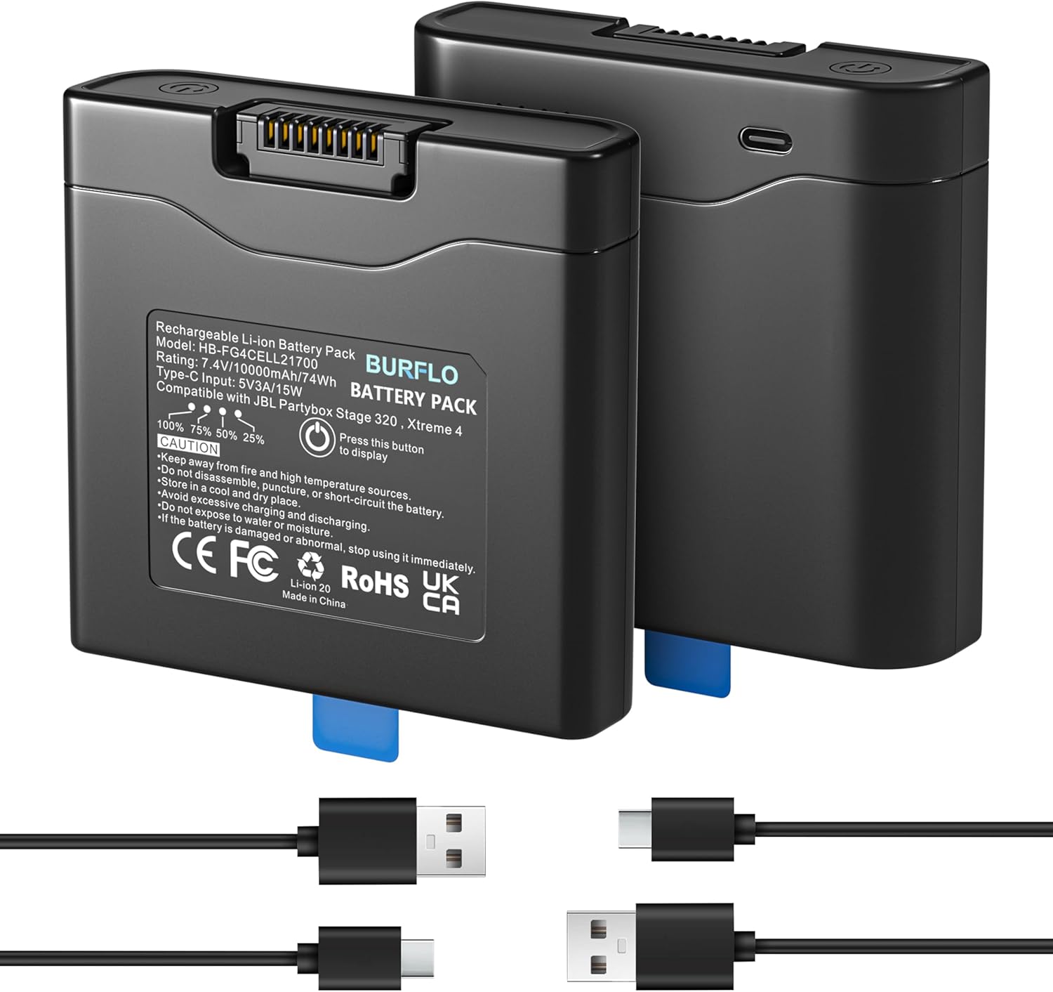 2-Pack Rechargeable Battery for PartyBox Stage 320 and Xtreme 4 Portable Speaker,10000mAh 7.4V Replacement for Battery 400