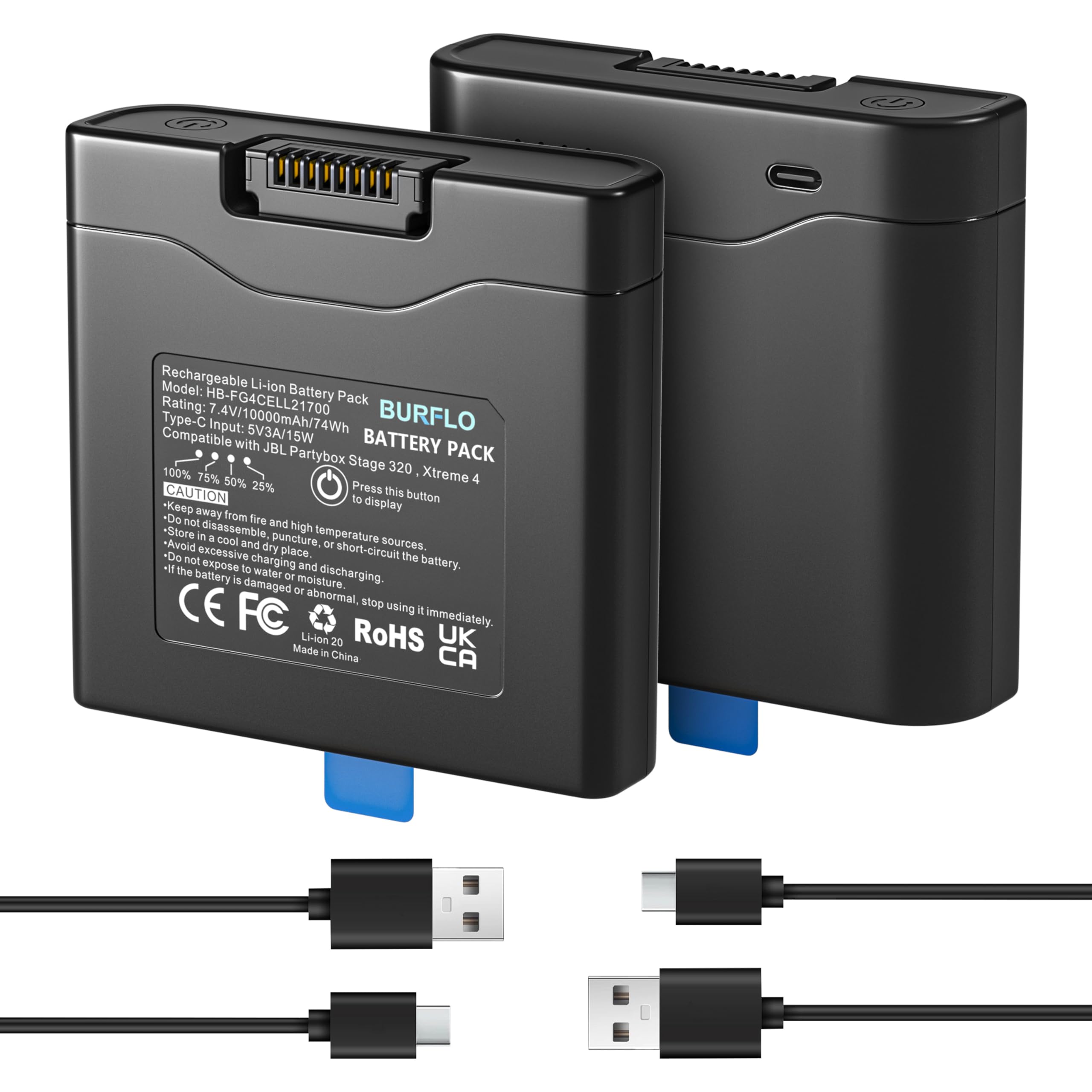 Amazon.com: 2-Pack Battery for JBL 400 PartyBox Stage 320 and