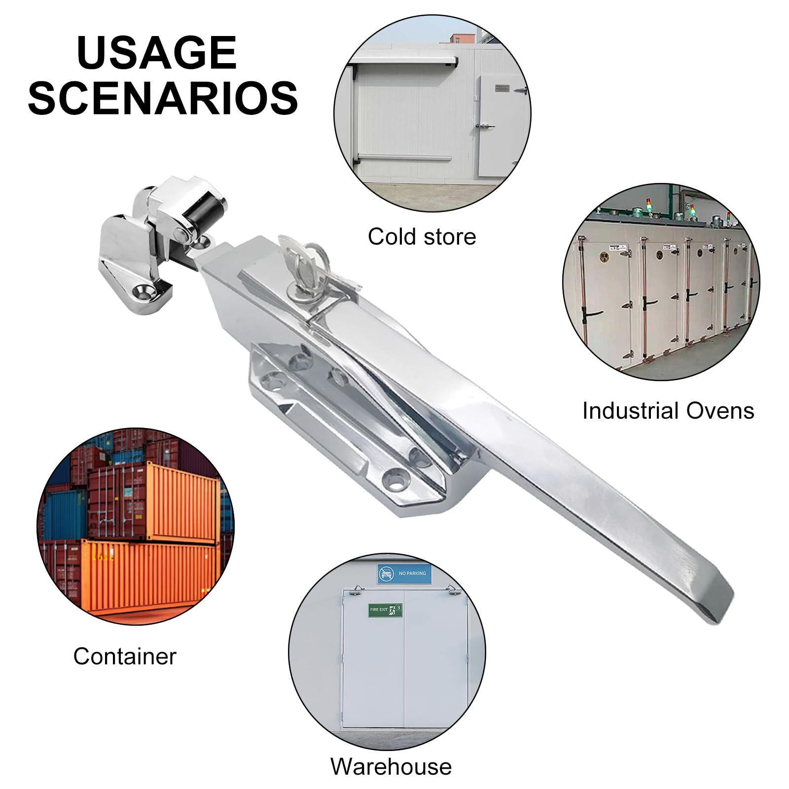 Manija de puerta de congelador, perno de carga de resorte ajustable, mango de refrigerador, juego de bloqueo completo, tiradores de puerta (1/8 en 1/4 in(Flush))