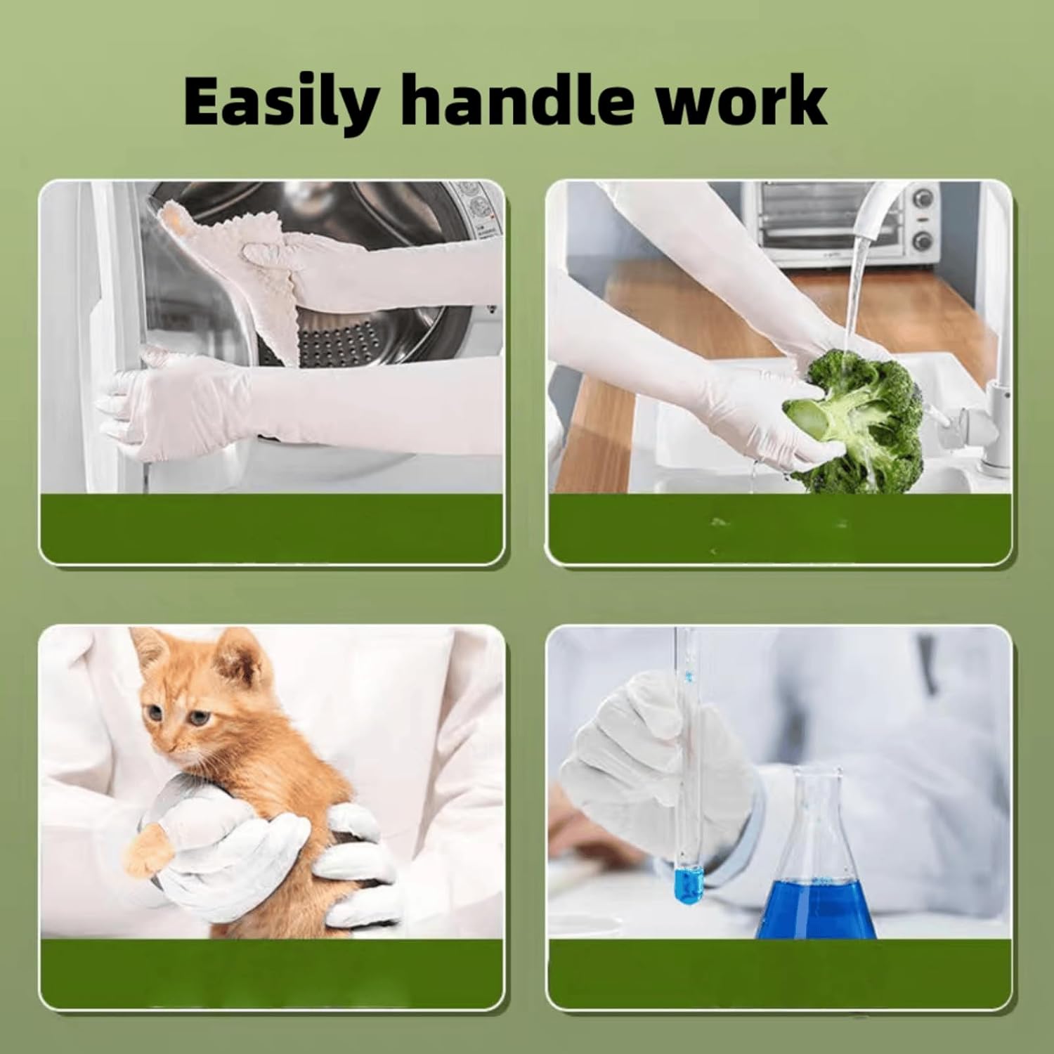 16 inch Nitrile Disposable Gloves Long Sleeved Blue 6Mil Durable Waterproof Latex Free Cleaning Dishwashing 50PCS