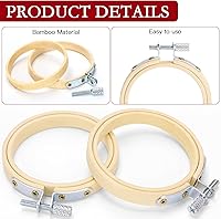 Vista 3 de Caydo 24 aros de bordado de 2.5 pulgadas a granel, pequeños aros de punto de cruz, círculo de bambú, mini aros de bordado para adornos de Navidad