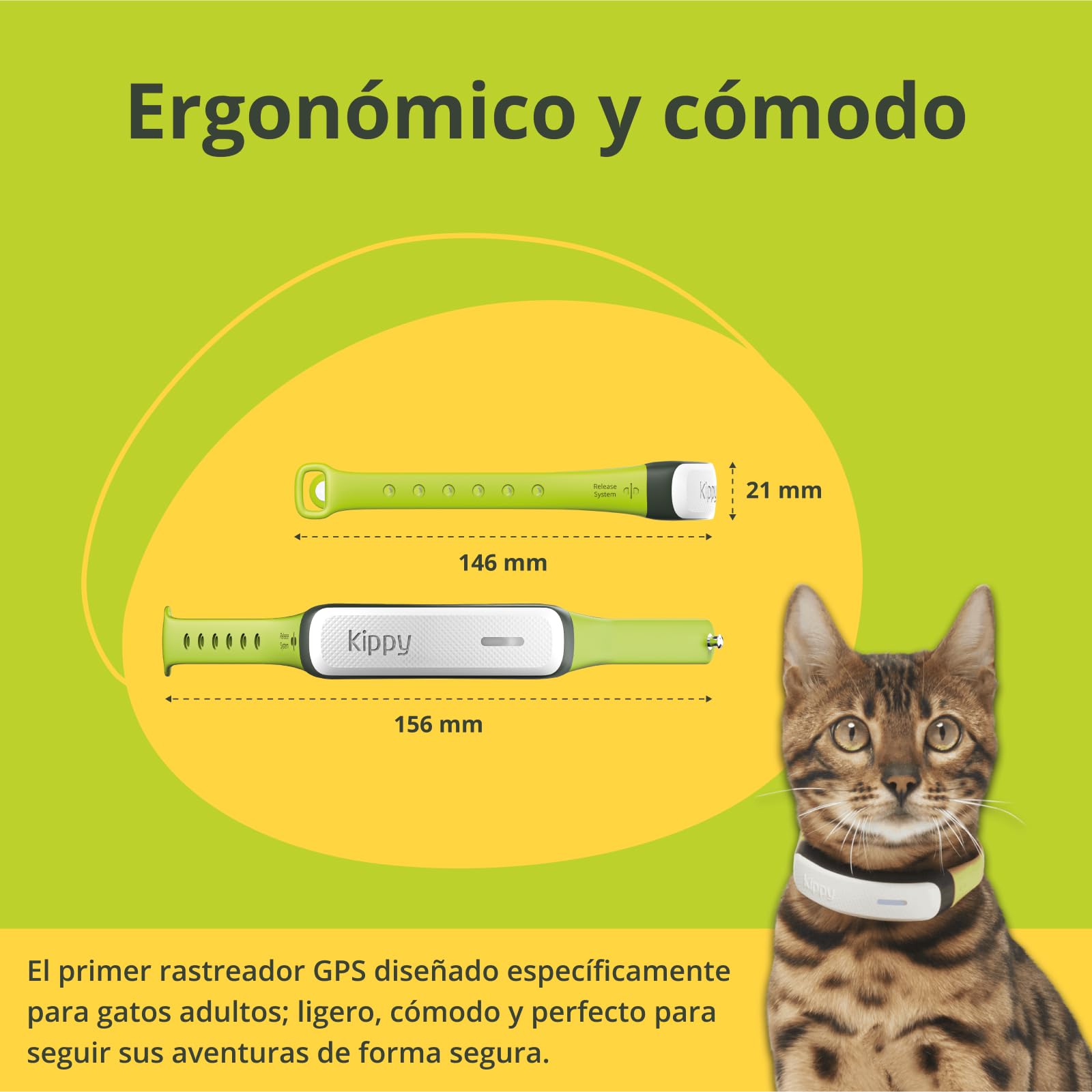 KIPPY - Collar gps para Gatos Cat Color - Rastreador de Salud y Actividad - Localizador GPS con Fronteras Virtuales - Alerta Instantánea