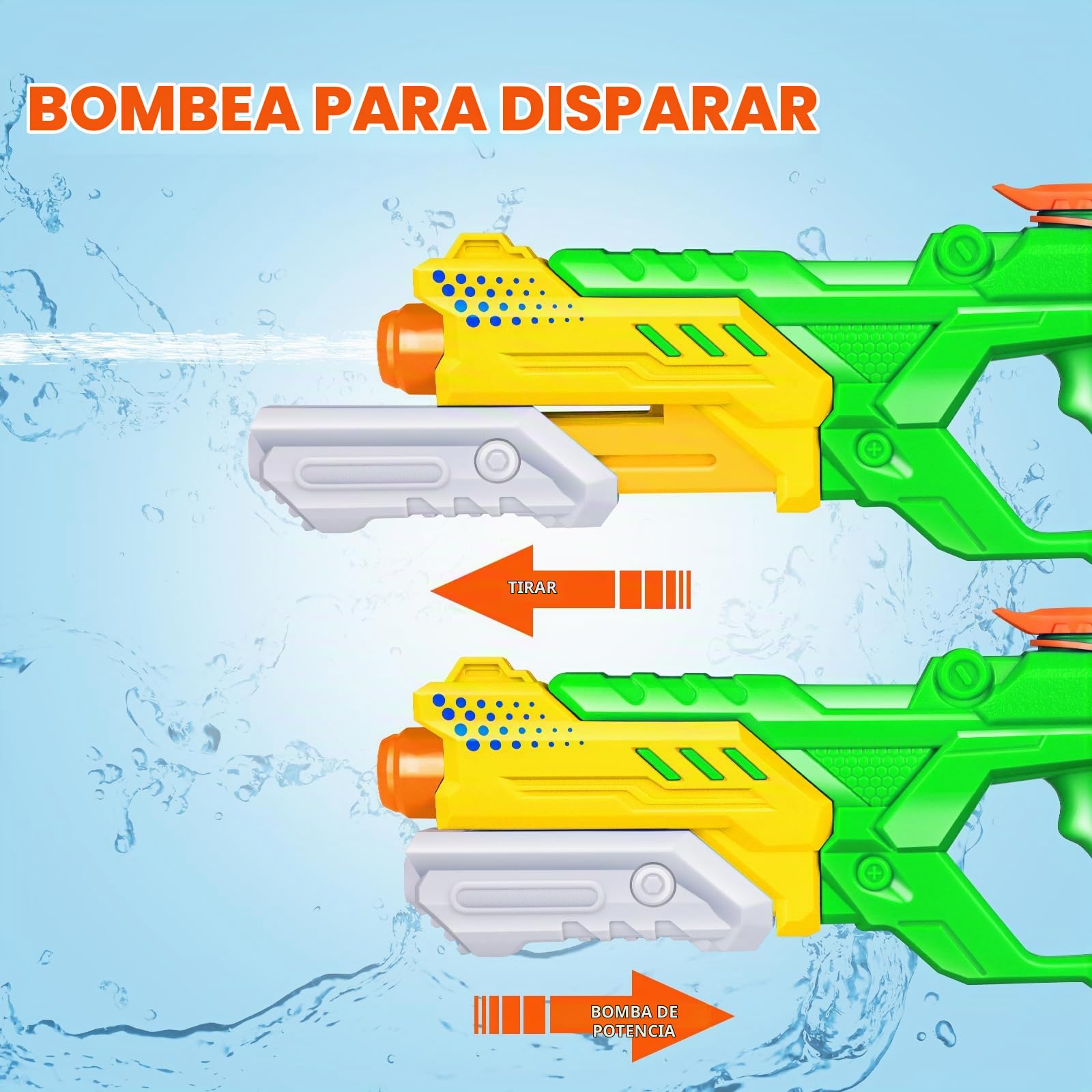 Pistola de Agua para Niños Y Adultos, 3 Pack_ con 600ML de Alta Capacidad de Disparo hasta 8-10m De Distancia Pistola de Chorro de Agua Jugue para Piscina de Verano Fiesta en la Playa