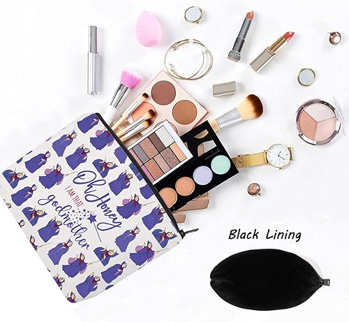 Miniatura 3 de LEVLO Bolsa de maquillaje de hada madrina, regalo para fanáticos de la madrina, Oh Honey I'm That Godmother, bolsa de maquillaje con cremallera para