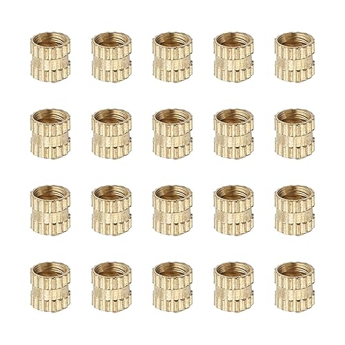 Miniatura 19 de Yinpecly 100 tuercas moleteadas M3, rosca hembra M3 x 0.157 x 0.118 in, rosca roscada métrica a través de rosca, ajuste prensado en agujeros