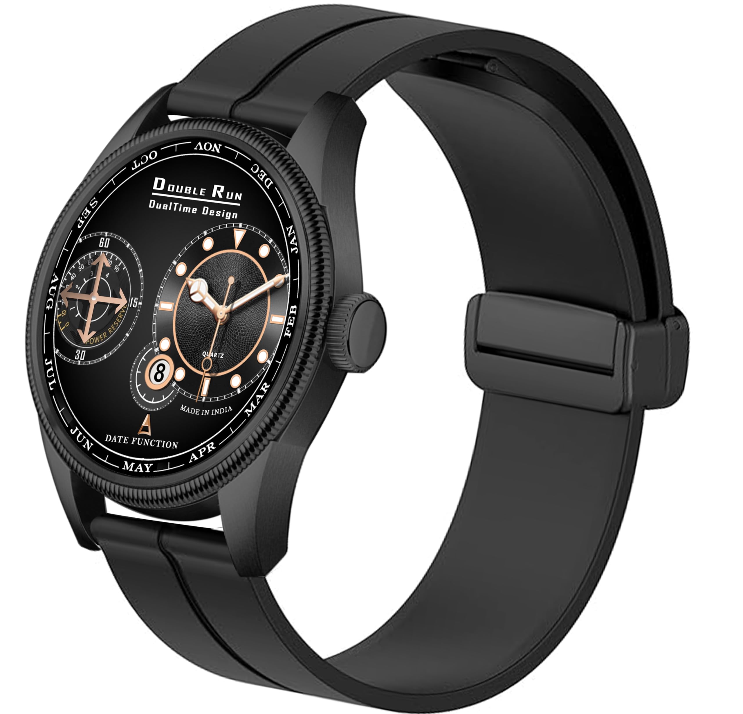DOUBLERUN Chonograph Date Display Radium Dial Analoge Silicone Magnetic Belt Watch for Men, Series B-180-00 (Black) (B0DH2SCH3F) Amazon Price History, Amazon Price Tracker