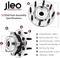 Vista 3 de JLEO 515058 Reemplazo del conjunto de cojinete de rueda delantera y cubo para Chevy Silverado 01-06, Chevy Avalanche, Chevy Suburban, GMC Sierra